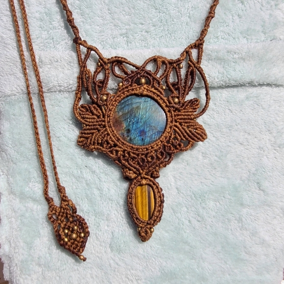 Laboradite Micro Macrame Necklace - Picture 2 of 3